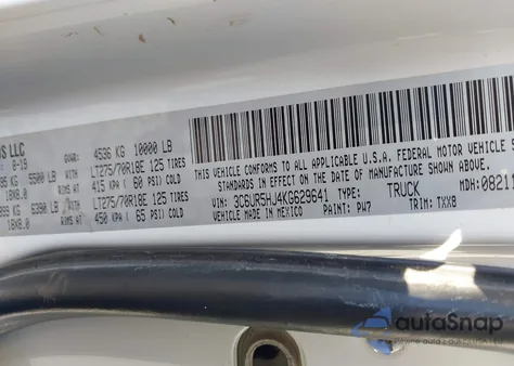 2019 Ram 2500 Tradesman 4X4 8' Box from USA, damaged, VIN 3C6UR5HJ4KG629641